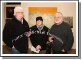 Bill McCarthy and Virginia Gibbons, Kilawalla and Malcolm Smith, Westport pictured at the Linenhall Arts Centre, Castlebar at the opening of an exhibition of recent paintings by Michael McSwiney (Courtmacsharry West Cork). The exhibition continues until 28 February. Photo:  Michael Donnelly