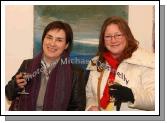 Fiona Quinn-Bailie and Bernie McCormick, Castlebar, pictured at the Linenhall Arts Centre, Castlebar at the opening of an exhibition of recent paintings by Michael McSwiney (Courtmacsharry West Cork). The exhibition continues until 28 February. Photo:  Michael Donnelly