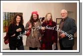 Pictured at the official opening of "The Owl and the Pussycat" by artists Cathy Hack & Grinne OReilly in the Linenhall Arts Centre, Castlebar, from left:Kasha  Janas, Cathy Hack, Artist; Loretta Hoban and Malcolm Smith, Westport. The Exhibition continues until Saturday 31st October. Photo:  Michael Donnelly