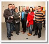 Pictured at the official opening of "Intimate Ground", an exhibition of atmospheric paintings by artist Stephen Rinn, in the Linenhall Arts Centre Castlebar, from left: Tom Meenaghan, Kiltimagh, Seamus Morris, Kltimagh, Trishe Meenaghan, Stephen Rinn, (Artist); Andrew McNicholas,  Marie Whyte, Francis Meenaghan and Damien Walsh, Kiltimagh.Photo:  Michael Donnelly