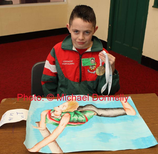 Joseph Murphy Kilmaine pictured with his Gold Medal and his Art masterpiece in the U-14 Art Competition at the HSE Community Games National Finals in Mosney. Photo:  Michael Donnelly