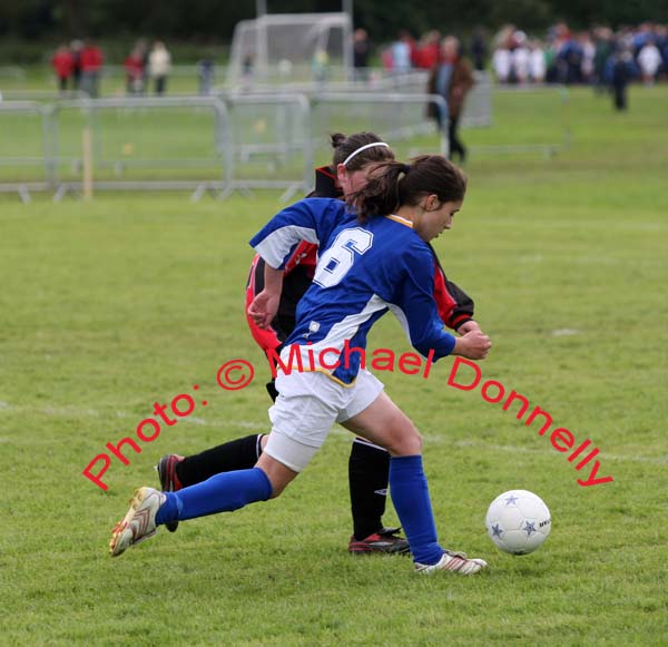 Stacey Freyne, Balla sets up another attack against Fanad Co Donegal in the Girls U-15 Soccer final at the HSE Community Games National Finals in Mosney, Photo:  Michael Donnelly