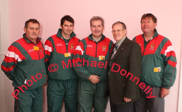 Mayo Community Games folk pictured, at the HSE Community Games National Finals in Mosney, from left: John Quigley, Chairman; Noel Coll, Asst  Soccer coach; Gerry Conway, U-12 manager; Bernie Finan, PRO and Aidan Nevin, Assistant Coach.  Photo:  Michael Donnelly