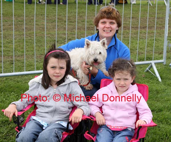 Conways and Coco were suporting for the Castlebar team in the U-12 Boys Soccer at the HSE Community Games National Finals in Mosney, from left Aoife, Kathleen and Rebecca Conway. Photo:  Michael Donnelly