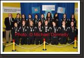 St Feichins U-16 Choir Sligo got Bronze, pictured at the HSE Community Games National Finals in Mosney prizegiving ceremony front from left: Elaine O'Connell, Aisling McGetterick, Aoife Anderson, Fiona McGoldrick, Rachel Cavanagh, Megan Jinks, Emma Cavanagh and Cora Brown
at back: Conal Duffy, HSE Community Games Director; Lauren Taheny, Eimear Dillon, Hannah Nicholson, Saoirse Geraghty, Carina Anderson,  Niamh Burke, Lauren Elliott, Avril Burke, and Michelle Leyden. Photo:  Michael Donnelly