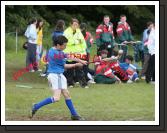 Killian Dervan connects with the Sliothar for the Breaffy U-13 Rounders team, at the HSE Community Games National Finals in Mosney, Photo:  Michael Donnelly