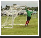 This penalty kick from Castlebar's Colm Nevin in the semifinal game against Monaleen Limerick goes to the back of the net at the HSE Community Games National Finals in Mosney. Photo:  Michael Donnelly