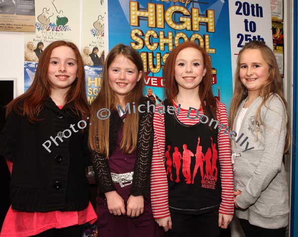 Clogher Ballyglass Claremorris ladies pictured at High School Musical in Castlebar Royal Theatre, fromleft: Emma Cosgrave, Ally Hughes, Karen Cosgrave and Caoimhe McDonnell. Photo:  Michael Donnelly