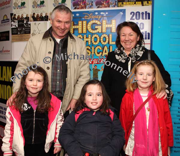 Pictured at High School Musical in Castlebar Royal Theatre,  front from left: Ava Keane and Adina Keane Ballinrobe  and Shauna Bryan Castlebar; at back John  Denning and Una Sloyan Castlebar. Photo:  Michael Donnelly