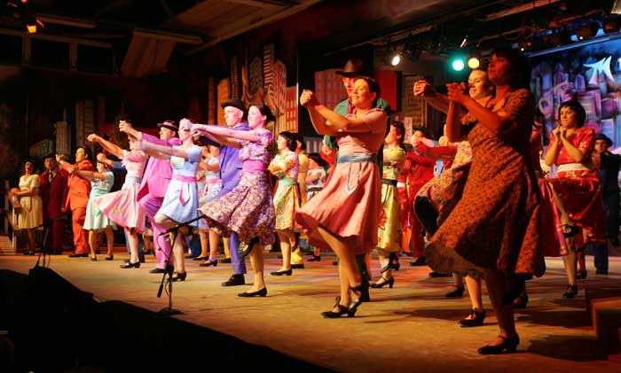 A scene from Ballinrobe Musical Society production of "Hot Mikado" in Ballinrobe Community School, last Sunday night, the production is staged every night till Saturday 24th February. Photo:  Michael Donnelly