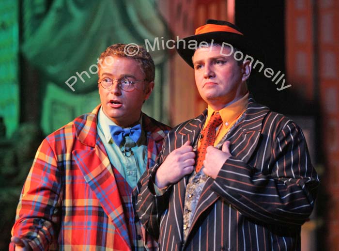 Brendan Duignan as Ko-Ko  and Patrick Howley as Pooh-Bah in a  scene from Ballinrobe Musical Society production of "Hot Mikado" in Ballinrobe Community School, last Sunday night, the production is staged every night till Saturday 24th February. Photo:  Michael Donnelly