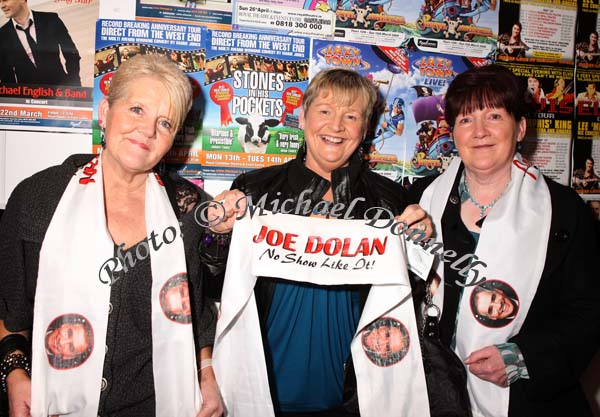 Pictured at the Joe Dolan Reunion Show in the TF Royal Theatre Castlebar, from  left: Eileen Feeney, and Christina Wynne, Sligo and Peg Duffy, Killeshandra Co Cavan. Photo:  Michael Donnelly