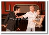 Castlebar Panto 2007, Richard Heneghan as Prince Rupert defends Catherine Walsh as Rosie Rumple from Philip McDonagh as the evil Count DeCash. Photo:  Michael Donnelly
