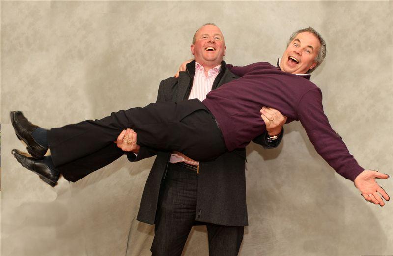 James Murray as Clarence Creep sweeps Walter Donoghue as Mother Goose of her feet