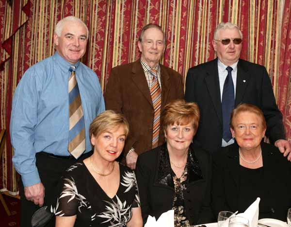 Pictured at the New Years Eve Gala Dinner in Breaffy House Hotel and Spa, Castlebar, front from left: Kathleen Hanly, Anne Fitzgerald and Ann Rutledge, all Ballina ; at back: John Wallace Roscommon, Peter Maguire, Ballina and Stephen Canty Ballina. Photo Michael Donnelly 