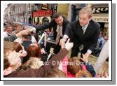 F.G. Election candidate John O'Mahony and Deputy Enda Kenny TD Leader of Fine Gael press the flesh in Ballina. Photo:  Michael Donnelly