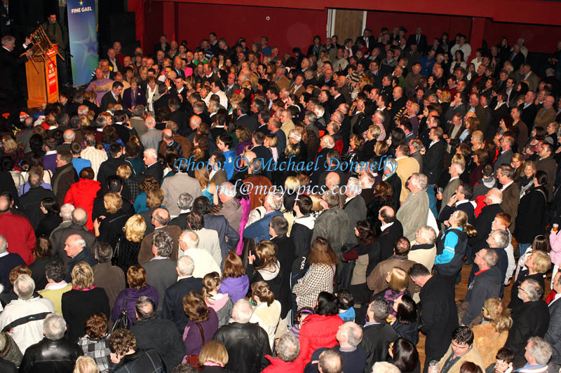Section of the huge crowd in the Royal Theatre Castlebar  at Taoiseach Enda Kenny's   Homecoming  Celebration  Photo:Michael Donnelly