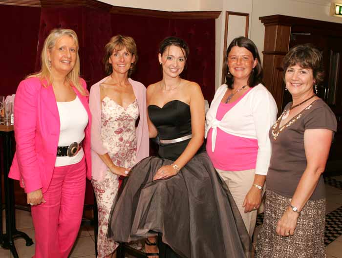 Mayo Rose of Tralee Aoibhinn N Shilleabhin pictured  at a farewell reception for her in the TF Royal Hotel and Theatre Castlebar from left Mary Jennings TF Royal Hotel and Theatre, Maire U  Shilleabhin,  Niamh Rice and Bernie Douglas. Photo: Michael Donnelly.