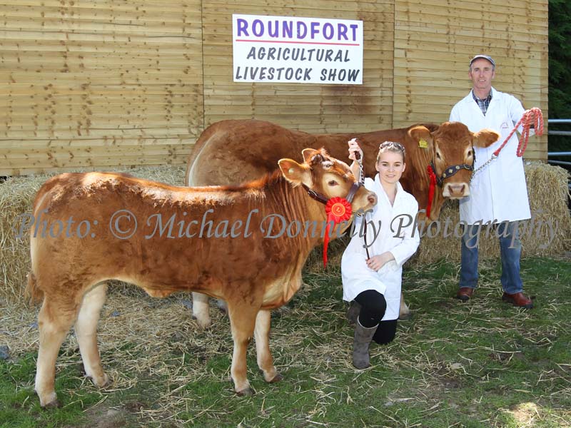 Jennifer and Joe Moran, Cappaduff Tourmakeady did the double  at Roundfort Agricultural Show by winning the Junior and Senior Limousin Heifer Classes. Photo: © Michael Donnelly Photography