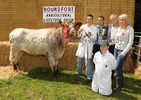 Kieran, Christopher, and (at front) Adrian  Flatley, Kilkelly are presented with the Kieran McAllister Cup by Kieran McAllister, Aclare Co Sligo for Champion Shorthorn at the Roundfort Agricultural Show included in photo is Imelda Middleton, (Judge) Tourmakeady and Westmeath. Photo: © Michael Donnelly Photography