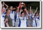 Aoife Conroy captain St Josephs Castlebar raises the Cup after St Josephs Secondary School Castlebar defeated Ard Scoil na nDise Dungarvan in the Cumann Peil Gael na mBan Pat the Baker Post Primary Schools All Ireland Senior Final 2007 in Cusack Park Ennis. Photo:  Michael Donnelly