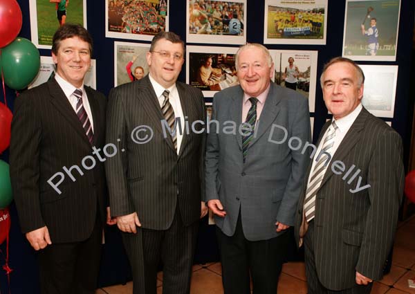 Pictured at the Western People Mayo Sports Awards 2006 presentation in the TF Royal Theatre Castlebar, from left: Eamon Glancy,  Pat Jennings, TF Royal Hotel and Theatre Castlebar, John Garavan (former District Judge) and Pat Quigley, chairman Mayo Football League. Photo:  Michael Donnelly