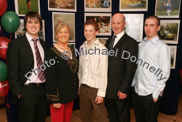 The Mulroys Bohola pictured at the Western People Mayo Sports Awards 2006 presentation in the TF Royal Theatre Castlebar, from left: Daniel, Anne, Jonathan (Bohola NS recipient), Jimmy and Marcus Mulroy. Photo:  Michael Donnelly