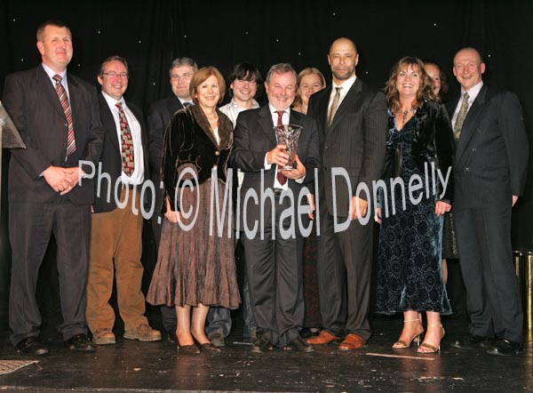 Sailing stars The X-Rated Crew  are presented with their award by Guest of Honour Paul McGrath at the Western People Mayo Sports Awards 2006 presentation in the TF Royal Theatre Castlebar. Photo:  Michael Donnelly