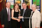 Rose Ann Gilligan Newbridge AC is presented with her award at the Waterford Crystal A.A.I,  Juvenile Star Awards in the Belmont Hotel, Knock Co Mayo by  Patsy McGonagle Vice-president AAI, included in photo are and Michael Gaffney Waterford Crystal (sponsors) and Breda Synott chairperson National Juvenile Committee AAI. Photo Michael Donnelly presented with her award at the Waterford Crystal A.A.I,