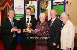 Brian Flatley, Claremorris is presented with the Overall  award at the Waterford Crystal A.A.I,  Juvenile Star Awards in the Belmont Hotel, Knock by  Aine Pobjoy, Financial officer National Juvenile Committee AAI, included in photo from left:  Patsy McGonagle Vice-president AAI and Michael Gaffney, Waterford Crystal (sponsor) and Breda Synott, chairpeson.. Photo Michael Donnelly 
