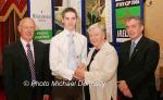 Eoin Hannon Tullamore AC is presented with his award at the Waterford Crystal A.A.I,  Juvenile Star Awards in the Belmont Hotel, Knock Co Mayo by  Breda Synott chairperson National Juvenile Committee AAI, included in photo are Michael Gaffney, Waterford Crystal (sponsor), and Patsy McGonagle Vice-president AAI Photo Michael Donnelly

