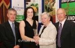 Bronagh Furlong Enniscorthy is presented with her award at the Waterford Crystal A.A.I, Juvenile Star Awards in the Belmont Hotel, Knock Co Mayo by  Breda Synott chairperson National Juvenile Committee AAI, included in photo are Patsy McGonagle Vice-president AAI and Michael Gaffney Waterford Crystal (sponsors), Photo Michael Donnelly