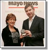 Masters Athlete of the Year - Breege Blehein -McHale, of Mayo AC accepts her award from John Feerick, General manager of the Mayo News at the Mayo News Mayo Athletic Awards, in Hotel Westport. Photo:  Michael Donnelly