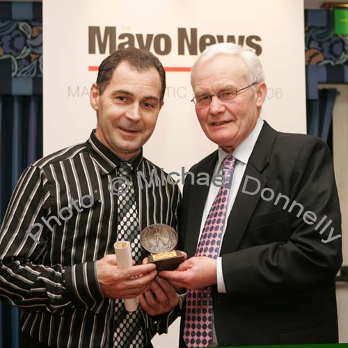 Tommy Heveran accepted the Junior Athelete of the Year  Award on behalf of his daughter Sharon from Austin Garvin  of The Mayo News