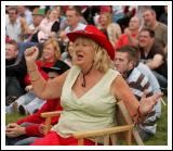 Mary Maguire Claremorris watches an anxious moment in the Mayo v Laois game on the Big Screen at the "Craic on the Track" at Ballinrobe Racecourse.  Photo: Michael Donnelly.