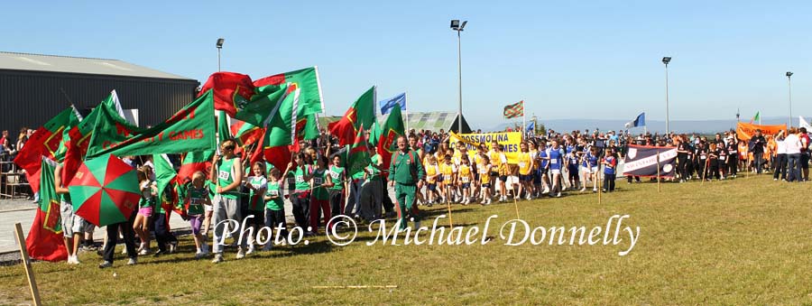 Parading at the Mayo finals of the HSE Community Games in Claremorris Track.Photo: © Michael Donnell