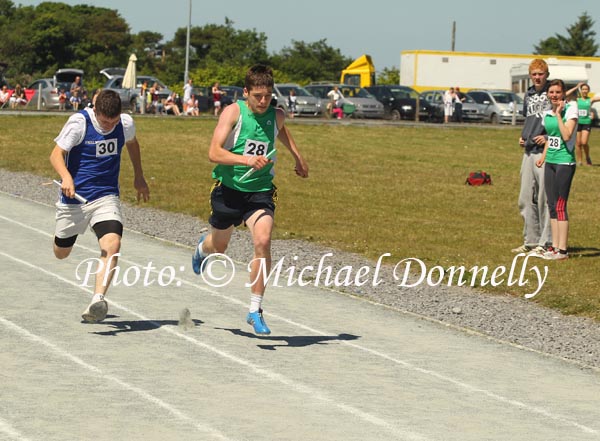 Westport edge out Kiltimagh in  the Boys U-16 Relay at the Mayo finals of the HSE Community Games in Claremorris Track.Photo: © Michael Donnelly