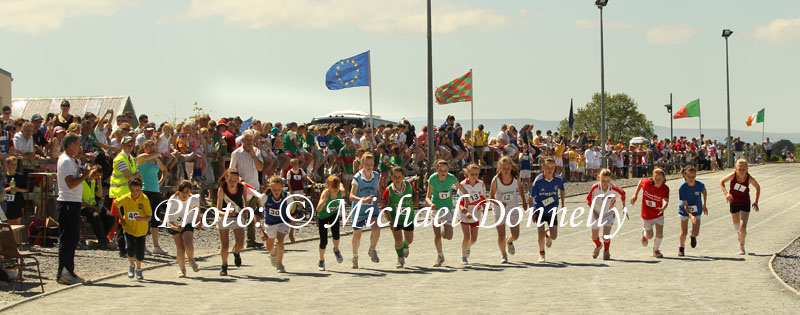 large crowds watch athletes taking part in the Mayo finals of the HSE Community Games in Claremorris Track.Photo: © Michael Donnelly