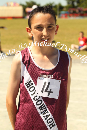 Cormac Bhehein, Moygownagh winner of the Boys U-14 800m at the Mayo finals of the HSE Community Games in Claremorris Track.Photo: © Michael Donnelly