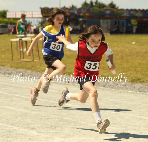 Muirgheal Ottewell Irishtown wins semifinal of mixed relay U-10 at the Mayo finals of the HSE Community Games in Claremorris Track.Photo: © Michael Donnelly