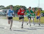 Anthony Neville, Bonniconlon  on left, takes the lead and wins the U-14 Boys 100m in the Mayo finals of the HSE Community Games in Claremorris Track.Photo: © Michael Donnelly