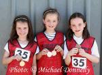 Irishtown medal collectors pictured at the Mayo finals of the HSE Community Games in Claremorris Track, from left: Gemma Foody, 1 Gold; Niamh Foody, 2 Silver and Muirgheal Ottewell,1 Bronze .Photo: © Michael Donnelly