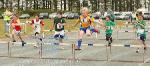 Evan Reape Knockmore leading  in Boys U-10 60M Hurdles Mayo Community Games Athletic Finals at Claremorris Track. Photo:Michael Donnelly