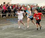 Going for the line in the Girls U-16 100m at Mayo Community Games Athletic Finals at Claremorris Track from left:H annah McNulty, Achill (2nd); Natasha Neville, Bonniconlon, 3rd and Lydia Rainey, Straide, 1st; Photo:Michael Donnelly
1. Straide, Lydia Rainey
2. Achill, 


