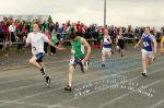 Achill's Jason Gavin  pips Westports  Diarmuid McGreal in the Boys U-16 100m final at Mayo Community Games Athletic Finals at Claremorris Track. Photo:Michael Donnelly