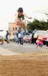 Eric Connolly, of Quay was the winner of ther Boys U-14 Long Jump at Mayo Community Games Athletic Finals at Claremorris Track. Photo:Michael Donnelly