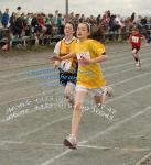 Isobel Cummins, Ballinrobe comes home 1st in the Girls 100m heat 1 at Mayo Community Games Athletic Finals at Claremorris Track. Photo:Michael Donnelly