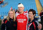 Ballintubbers celebrate after defeating Castlebar Mitchels in the TF Royal Hotel and Theatre Mayo Senior Football Championship final in McHale Park from left: Laura Prendergast, Padraig O'Connor and Mary O'Connor. Photo:Michael Donnelly