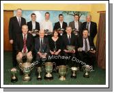 Award winners pictured at the Crossmolina Deel Rovers Dinner Dance in Hiney's Upper Deck Crossmolina, front L-R : Cathal Prior Club Chairman, Dr Mick Loftus Team Doctor, Ann Heffernan Club Lady, Micheal Judge Hall of Fame, Martin Lynn Club Man. At back from left; James Waldron, Co Board Chairman, Pierce Loftus U-21 player of the year, John Garrett, junior player of the year, Joe Keane senior player of the year, Billy Loftus Div 6 player of the year, Billy Fitzpatrick, special guest.  Photo:  Michael Donnelly 

