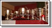 A fine array of Cups at the Crossmolina Deel Rovers Dinner Dance in Hiney's Upper Deck, Crossmolina. Photo:  Michael Donnelly